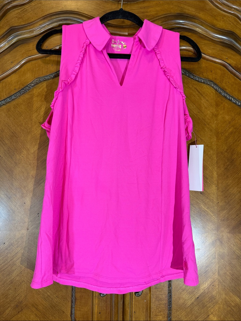 Lilly Pulitzer Sleeveless Collared V-Neck Camisole in Hot Pink